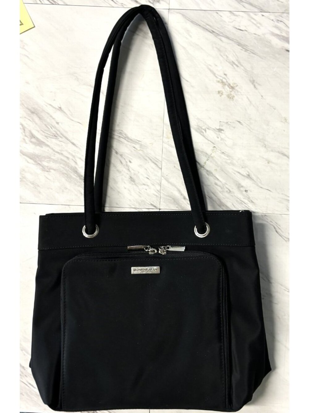 Donna Karan Black Nylon Tote Satchel